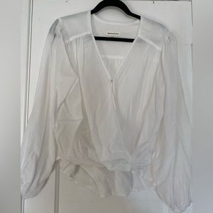 White blouse. Business casual, dressy, brunch, etc.